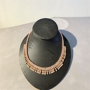 Napier 11” Faux Pearl Choker Necklace Light Pink Gold Spacers